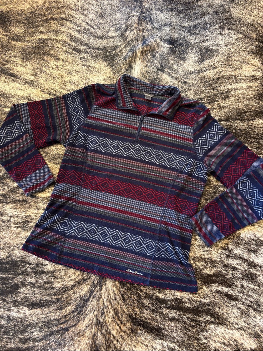 Eddie Bauer Women’s Geometric Quarter Zip Fleece Pullover, Size M